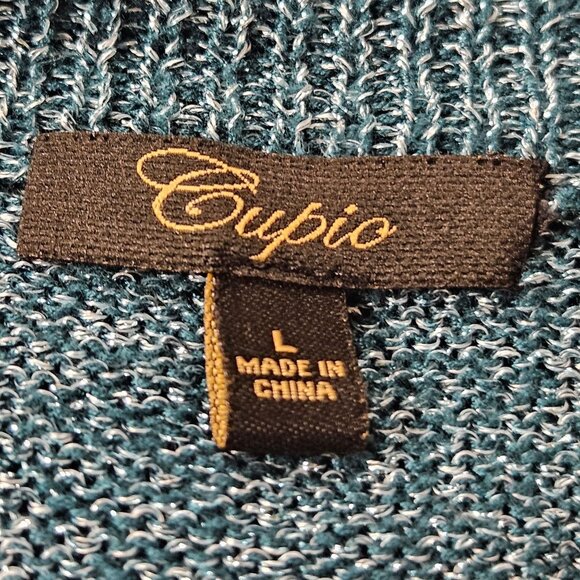 Cupio Sweater Womens Size L Teal Shimmer Pullover Knit Long Sleeve Top - Picture 7 of 11